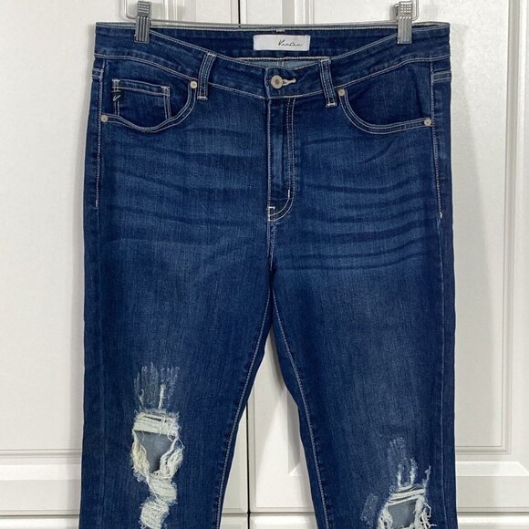 Kancan Womens Sz 30 Cassandra Midrise Super Skinny Jeans Stretch Distressed Knee - Picture 2 of 10
